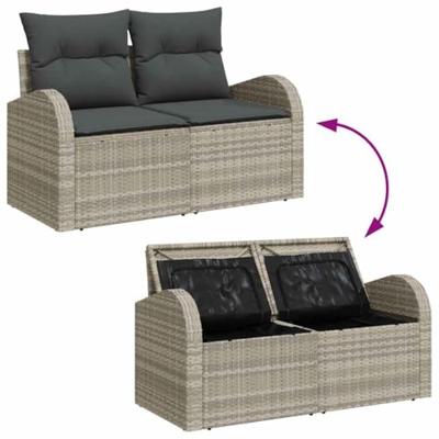 Tuinbankenset met kussen 4 pcs Lichtgrijs poly rattan