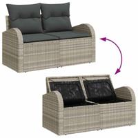 Tuinbankenset met kussen 5 pcs Lichtgrijs poly rattan - thumbnail