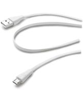 Cellular Line USBDATACMICROUSBW platte band datakabel met micro USB-poort (opladen/synchroniseren USB 2.0) 1m wit - thumbnail