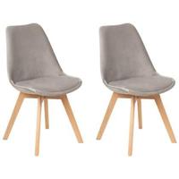 Beliani - DAKOTA - Eetkamerstoel - Taupe - Fluweel - thumbnail