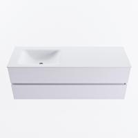 MONDIAZ VICA 140cm badmeubel onderkast Cale 2 lades. Wastafel CLOUD links zonder kraangat, kleur Talc. - thumbnail