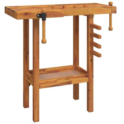 VidaXL Werkbank met bankschroeven 92x48x83 cm massief acaciahout VidaXL Werkbank met bankschroeven 92x48x83 cm massief acaciahout