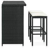 vidaXL 3-delige Barset poly rattan zwart - thumbnail