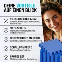 Vloerbescherming - Puzzelmat 32-delig Blauw afmeting 180x360x1cm - thumbnail