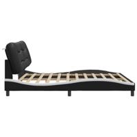 Bedframe met LED zonder matras "Hvar" kunstleer zwart en wit 200x200 cm - thumbnail