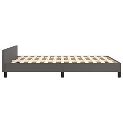 Bedframe met hoofdbord kunstleer grijs 140x200 cm