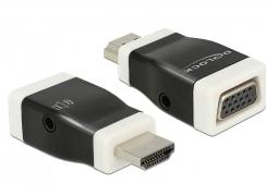 Delock 65586 HDMI / VGA Adapter [1x HDMI-stekker - 1x D-sub bus 15-polig] Zwart, Wit