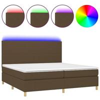 Boxspring met matras en LED stof donkerbruin 200x200 cm - thumbnail