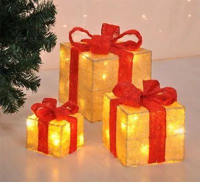 Set van 3 kerstdecoratie cadeautjes - geschenkdozen