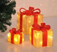 Set van 3 kerstdecoratie cadeautjes - geschenkdozen - thumbnail