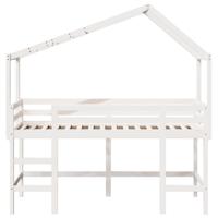 Halfhoogslaper met ladder en bedhuis grenenhout wit 90x200 cm - thumbnail