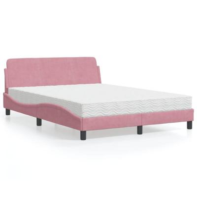 Bed met matras "Dover" fluweel roze 140x190 cm