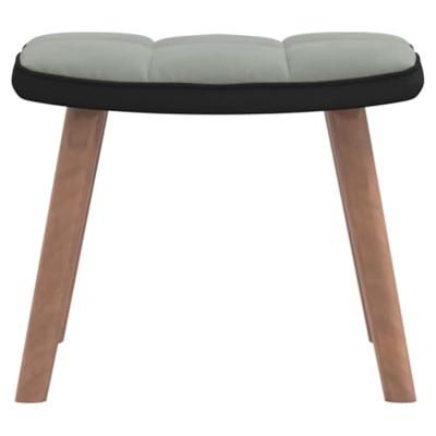 Schommelstoel met voetenbank fluweel en PVC lichtgrijs Schommelstoel met voetenbank fluweel en PVC lichtgrijs