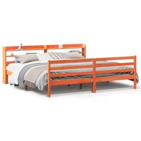 Bedframe zonder matras massief grenenhout wasbruin 200x200 cm - thumbnail