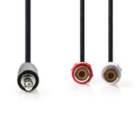Stereo-Audiokabel | 3,5 mm Male - 2x RCA Female | 0,2 m | Zwart - thumbnail