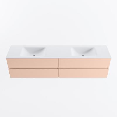 MONDIAZ VICA 200cm badmeubel onderkast Rosee 4 lades. Wastafel CLOUD dubbel zonder kraangat, kleur Talc.