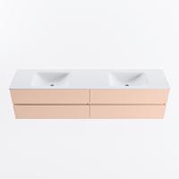 MONDIAZ VICA 200cm badmeubel onderkast Rosee 4 lades. Wastafel CLOUD dubbel zonder kraangat, kleur Talc. - thumbnail