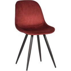 LABEL51 Eetkamerstoel 'Capri', Fluweel, kleur Rood