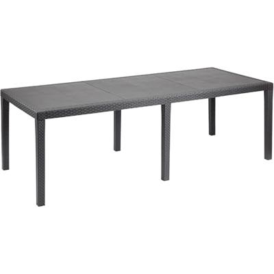 Queen outdoor eettafel met rotan effect - Antraciet - 220 x 90 x 72 cm