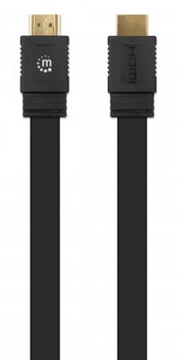 Manhattan 355636 HDMI-kabel HDMI Aansluitkabel HDMI-A-stekker, HDMI-A-stekker 5.00 m Zwart 4K UHD, Afgeschermd (dubbel), Plat, Platte uitvoering