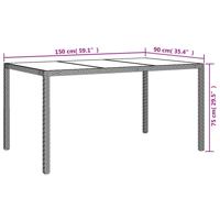 Tuintafel 150x90x75 cm gehard glas en poly rattan wit - thumbnail