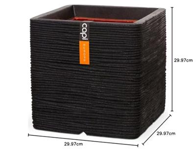 Capi Pot Vierkant Rib NL 30x30 cm - Zwart - thumbnail