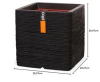 Capi Nature Rib NL 31x31x31cm vierkante plantenbak zwart - thumbnail