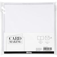 Creativ Company Kaarten en enveloppen, afmeting kaart 15,2x15,2 cm, afmeting envelop 16x16 cm, 230 gr, wit, 4 set/ 1 doos - thumbnail