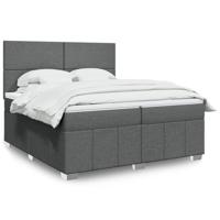 Boxspring met matras stof donkergrijs 200x200 cm - thumbnail