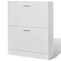 VidaXL Schoenenkast met 2 vakken hout wit - thumbnail