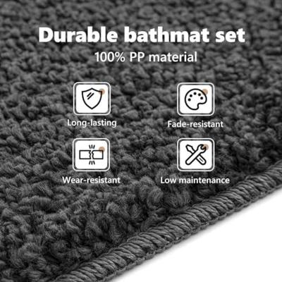 VidaXL Antislip badmat set 2 pcs donkergrijs pp