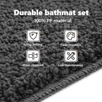 VidaXL Antislip badmat set 2 pcs donkergrijs pp - thumbnail