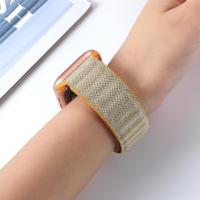 Denim nylon bandje - Oker - Geschikt voor Apple Watch 38mm / 40mm / 41mm / 42mm - thumbnail