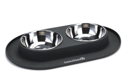 Dinner hondenvoerbak siliconen met rvs bakken antraciet