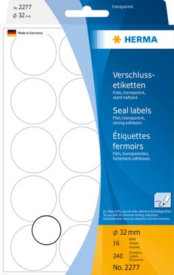 Etiket HERMA 2277 rond 32mm transparant 240stuks