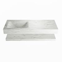 MONDIAZ ALAN-DLUX 120cm planchet Opalo. Vrijhangende wastafel CLOUD links 1 kraangat, kleur Opalo. - thumbnail