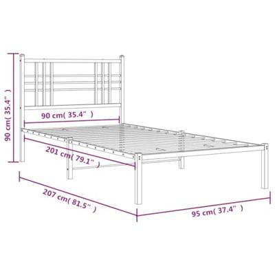 Bedframe met hoofdbord metaal zwart 90x200 cm Bedframe met hoofdbord metaal zwart 90x200 cm