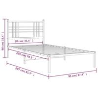 Bedframe met hoofdbord metaal zwart 90x200 cm - thumbnail