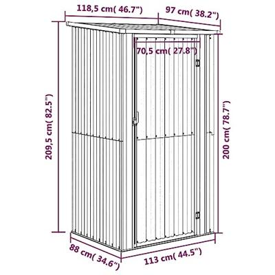 Tuinschuur 118,5x97x209,5 cm gegalvaniseerd staal grijs