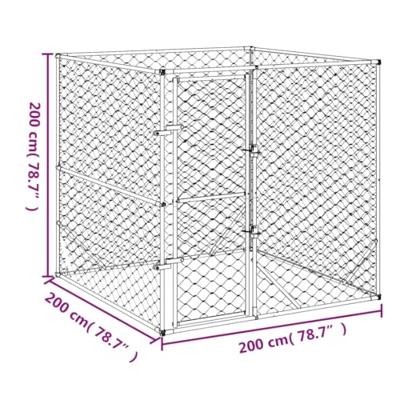 Hondenkennel voor buiten 2x2x2 m gegalvaniseerd staal zilver