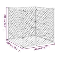 VidaXL Hondenkennel voor buiten 2x2x2 m gegalvaniseerd staal zilver - thumbnail