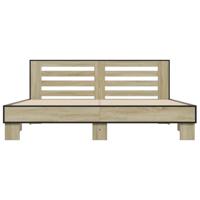 Bedframe bewerkt hout metaal sonoma eikenkleurig 200x200 cm - thumbnail