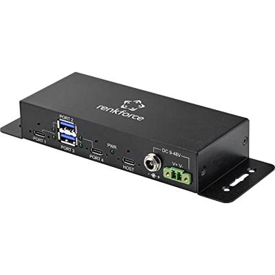 Renkforce RF-4679566 USB 3.0-hub 2 + 2 poorten Met metalen behuizing, Voor wandmontage Zwart Renkforce RF-4679566 USB 3.0-hub 2 + 2 poorten Met metalen behuizing, Voor wandmontage Zwart