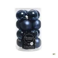 Kerstballen Glas Ø3,5cm Nachtblauw 16st - thumbnail