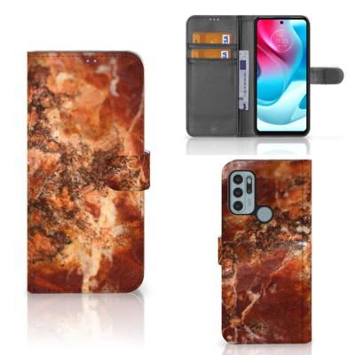 Motorola Moto G60s | Bookcase | Marmer Bruin Motorola Moto G60s | Bookcase | Marmer Bruin