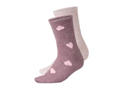 esmara Set van 2 paar dames huissokken (Harten lila, 39-42)