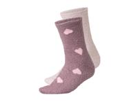 esmara Set van 2 paar dames huissokken (Harten lila, 39-42) - thumbnail