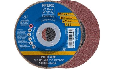 PFERD TOOLS 67646115 PFF 115 A 60 PSF STEELOX Lamellenschijf Diameter 115 mm Boordiameter 22.23 mm Korrelgrootte (num) 60 RVS, Staal 10 stuk(s)