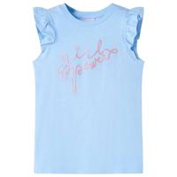 VidaXL Kindershirt met ruches aan de mouwen 140 lichtblauw - thumbnail