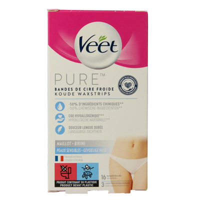 Veet Mimima koude wasstrips bikini hypoallergeen 16 Stuks Veet Mimima koude wasstrips bikini hypoallergeen 16 Stuks